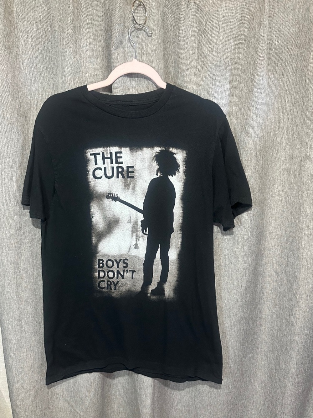 The Cure Boys Don't Cry Album Cover Band Tee Black Graphic T-Shirt - Size Large
